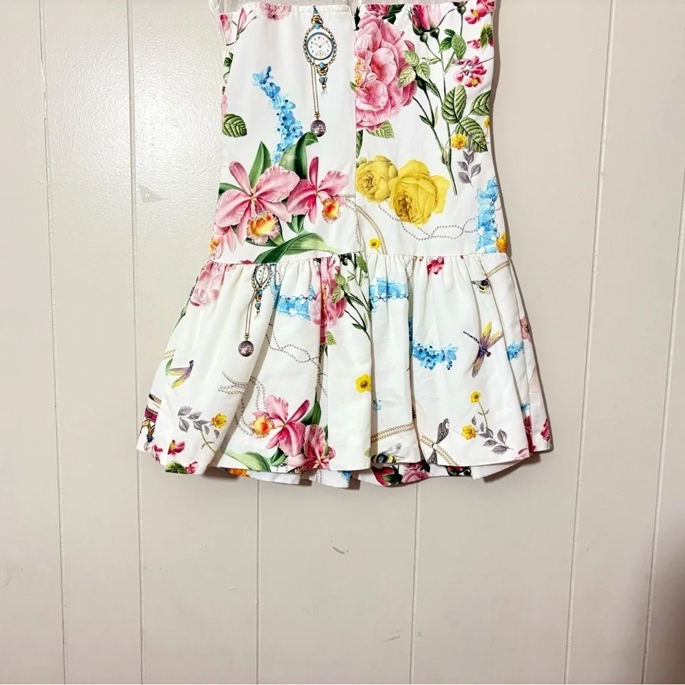 MONNALISA Italy Girls Cotton Floral White Dress Size 9
